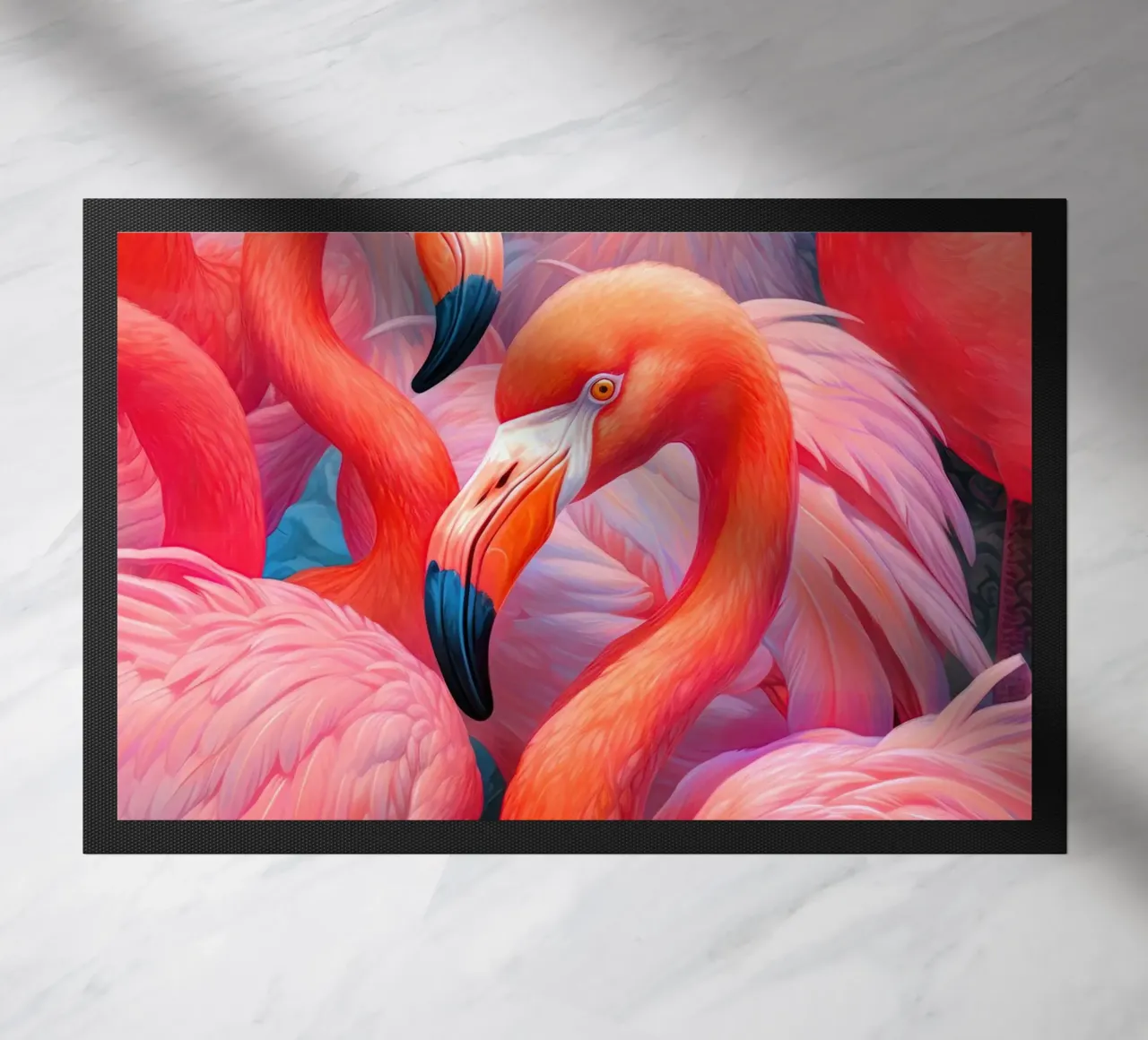 Fenicotteri rosa animali uccelli arte zerbino da Justyna Jaszke JBJart