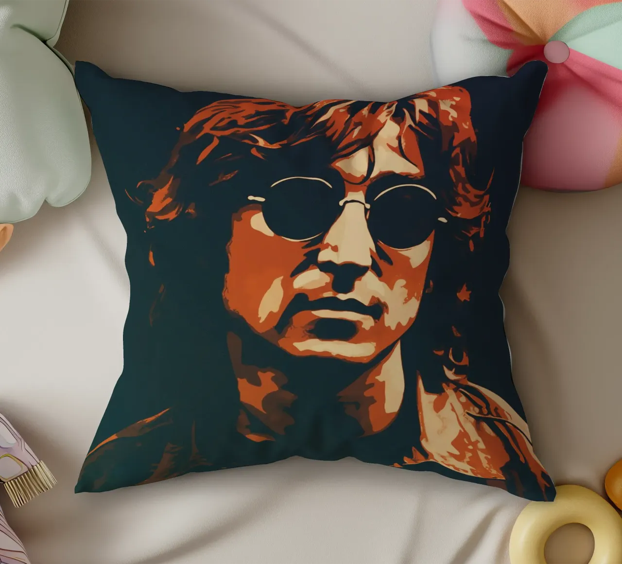 John Lennon Canvas Art decorative cushion by music soul