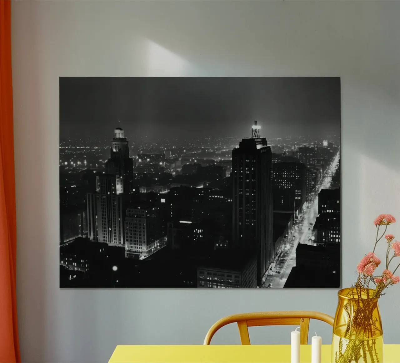 La città abbagliante poster con telaio in alluminio da Black & White
