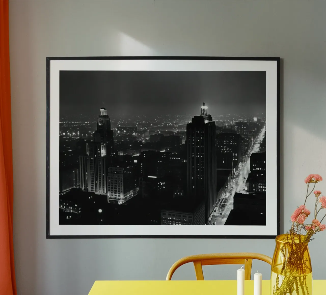 La città abbagliante poster con telaio in alluminio da Black & White