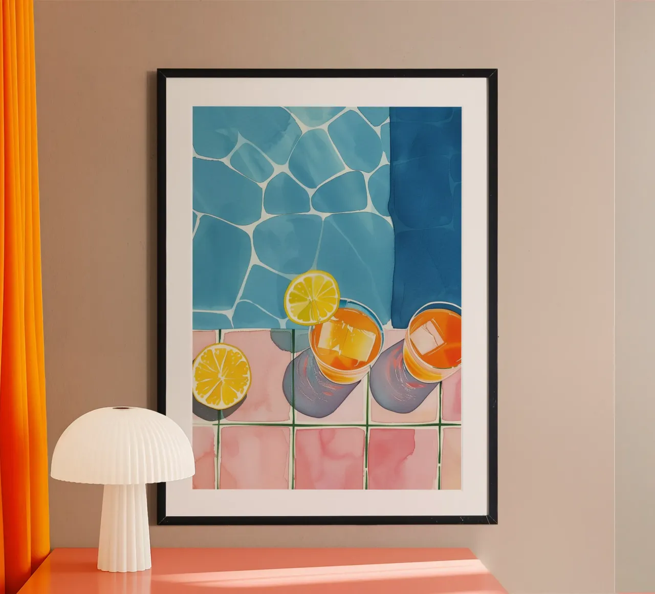 Boho Bella Vita 7 Drinks 3 poster con telaio in legno da Boho Print Collection