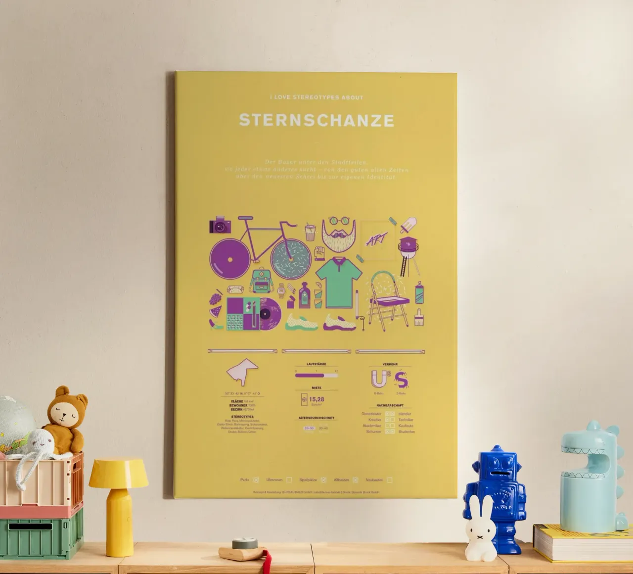Sternschanze canvas met Baklijst van Bureau Bald GmbH