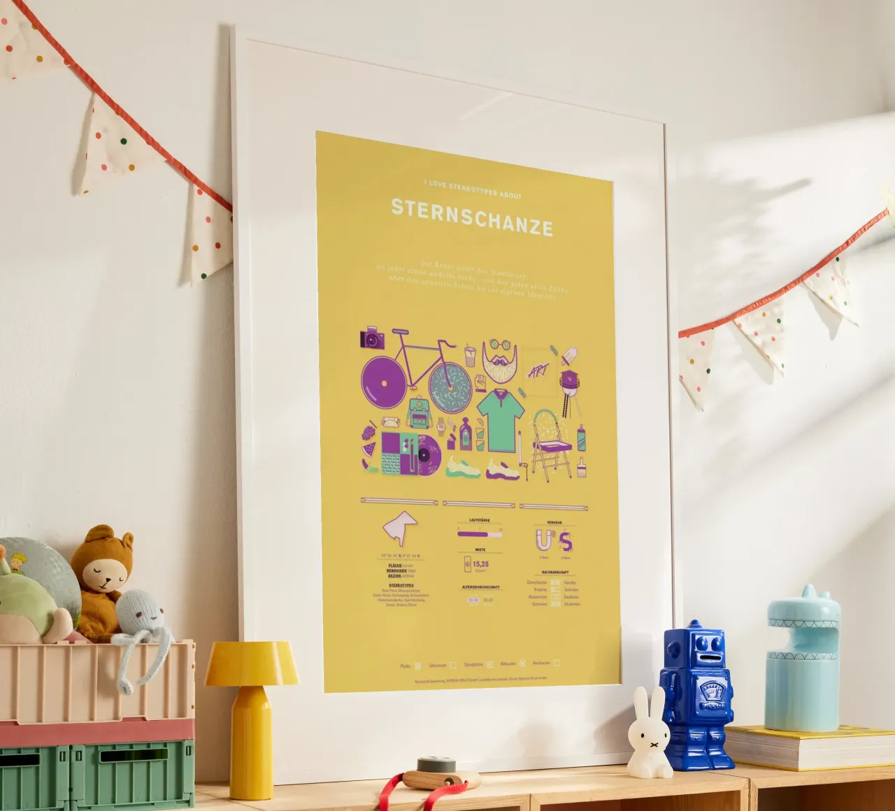 Sternschanze poster con telaio in legno da Bureau Bald GmbH