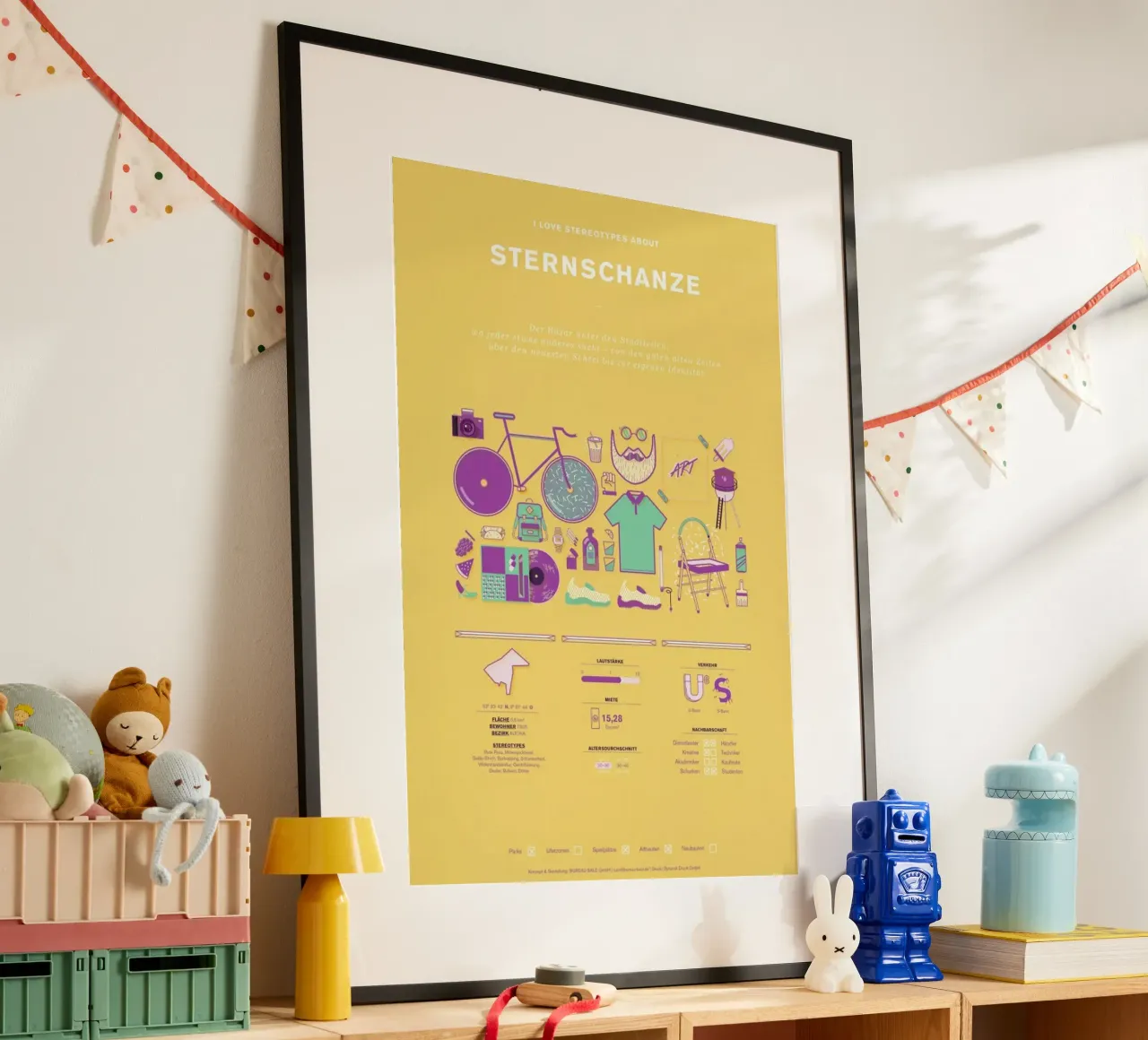 Sternschanze poster con telaio in legno da Bureau Bald GmbH