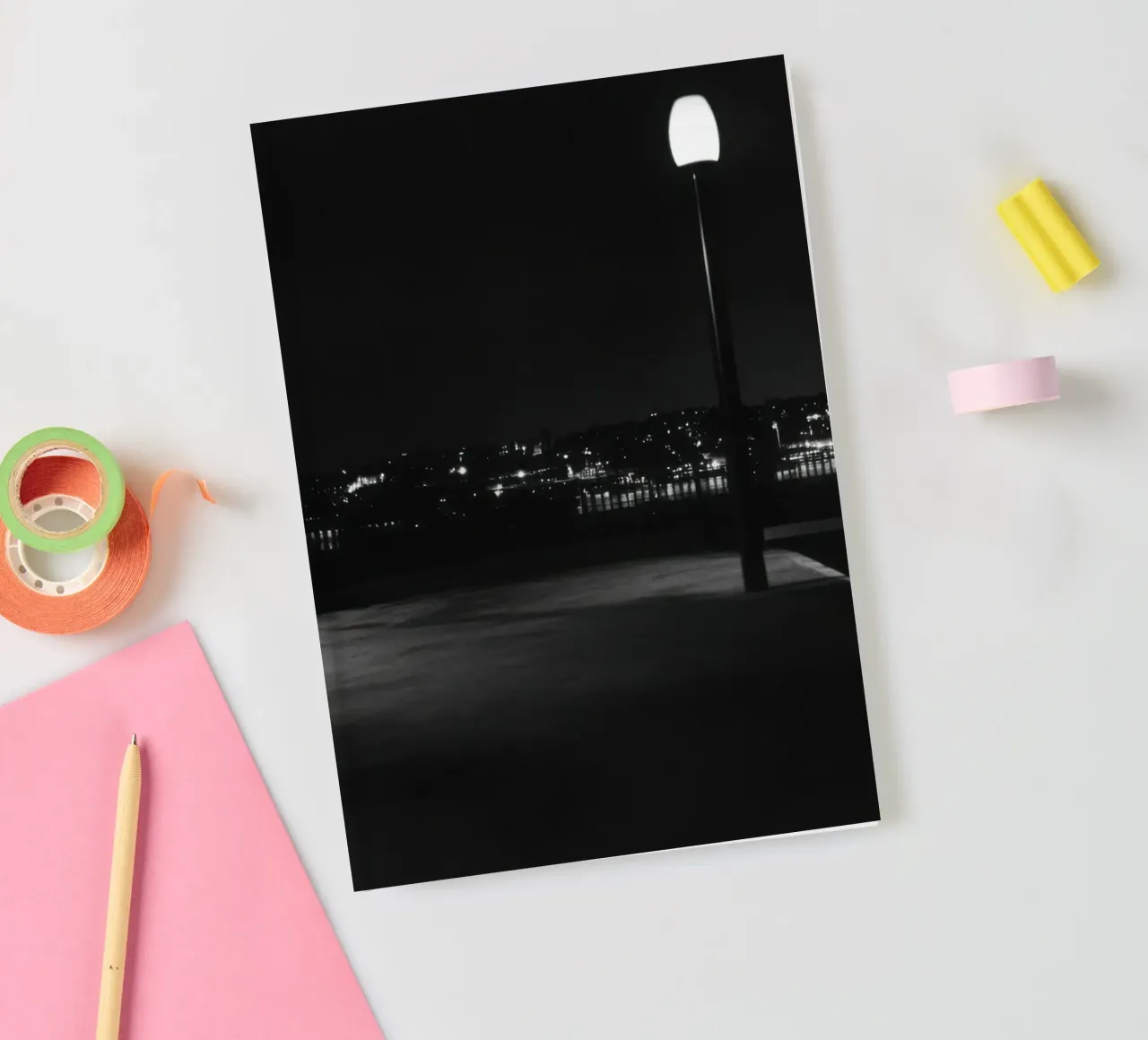 Quiet night by the water notebook by Black & White