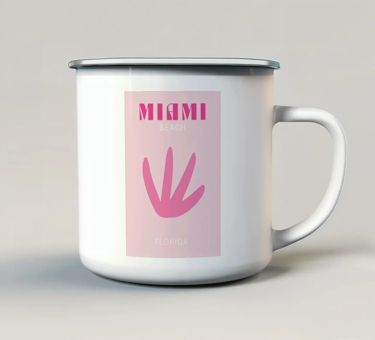 Arredamento preppy per la camera, poster di viaggio art Miami tazza in smalto da pdigitalprints