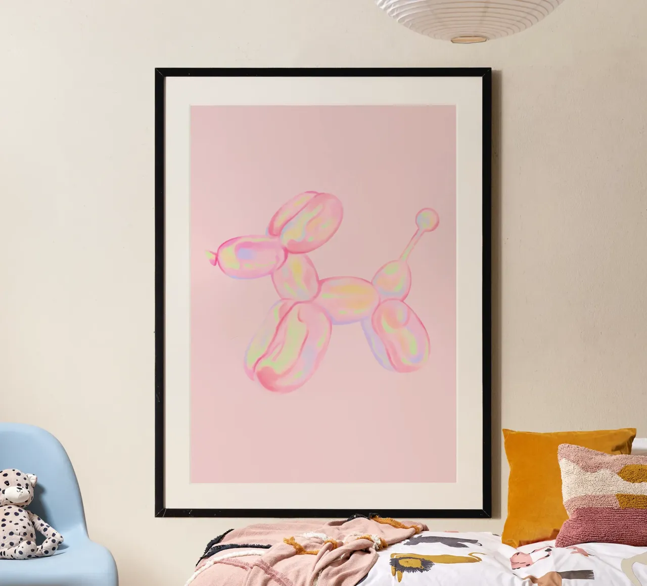 Palloncini rosa per cani, camera da letto rosa preppy poster con telaio in legno da pdigitalprints
