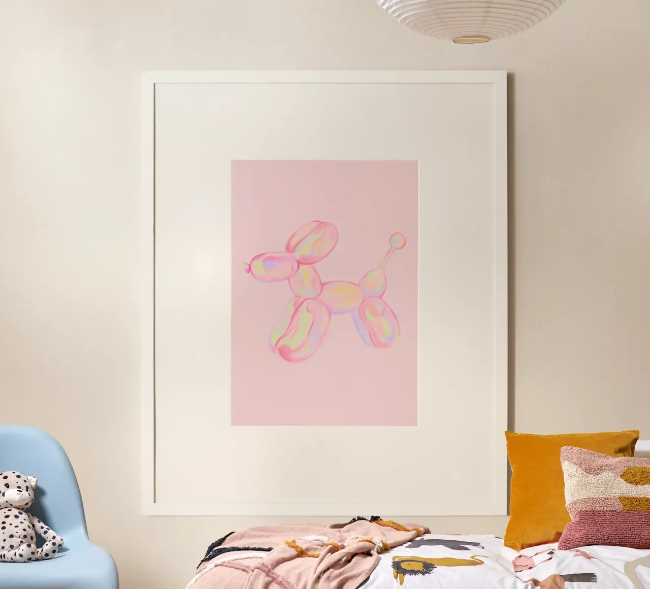 Palloncini rosa per cani, camera da letto rosa preppy poster con telaio in legno da pdigitalprints
