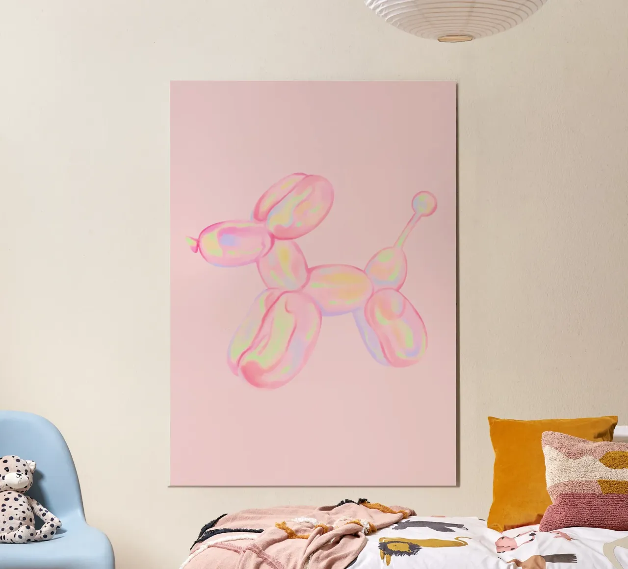 Palloncini rosa per cani, camera da letto rosa preppy poster con telaio in legno da pdigitalprints