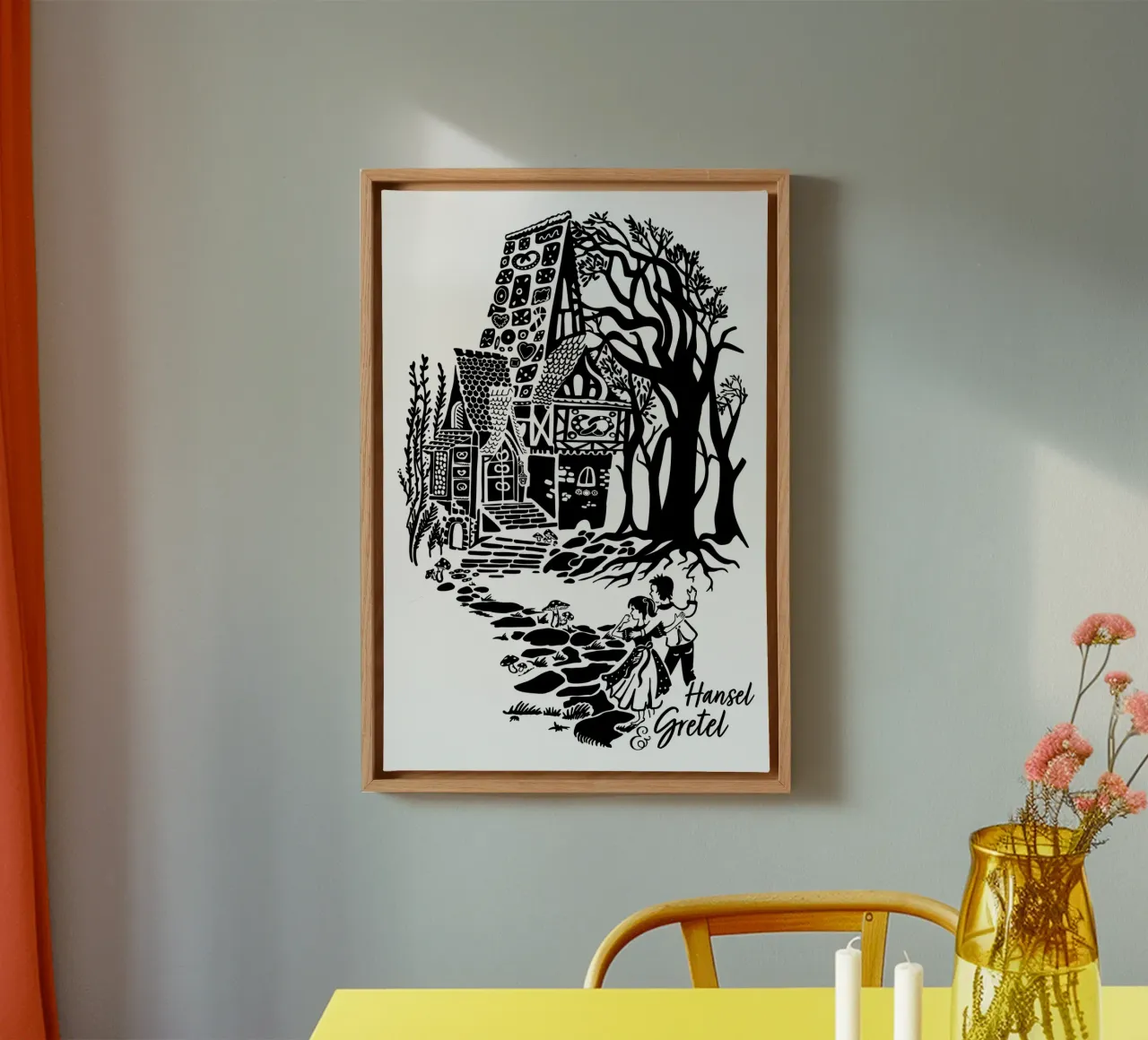 Vintage Hansel and Gretel - Fairy tale canvas with Floater frame by DYDesign