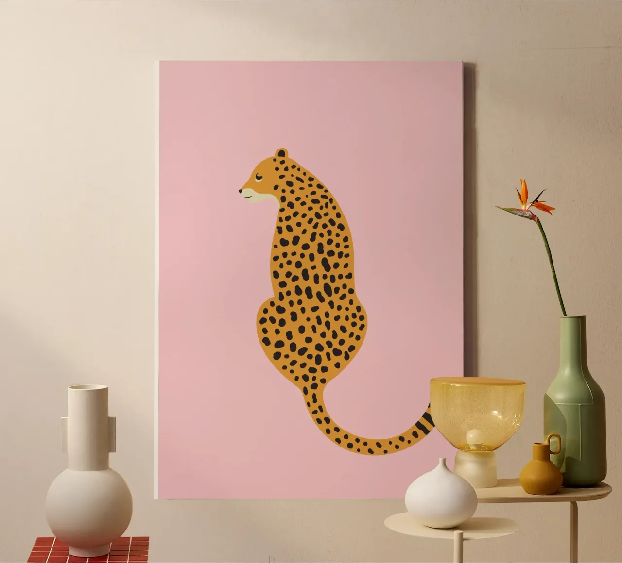 Cheetah Print, Pink Leopard Art Print, Boho Home Decor canvas with Floater frame by pdigitalprints