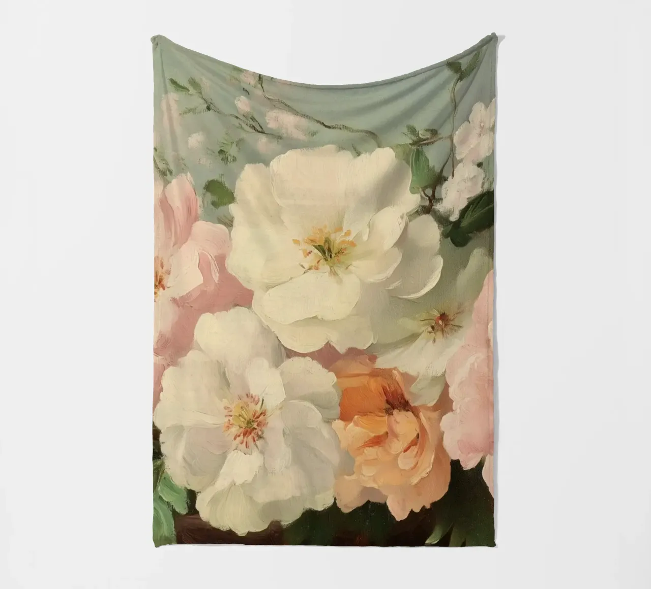 Pittura floreale con tenui fiori a pastello coperta in pile da Melloi Art Print