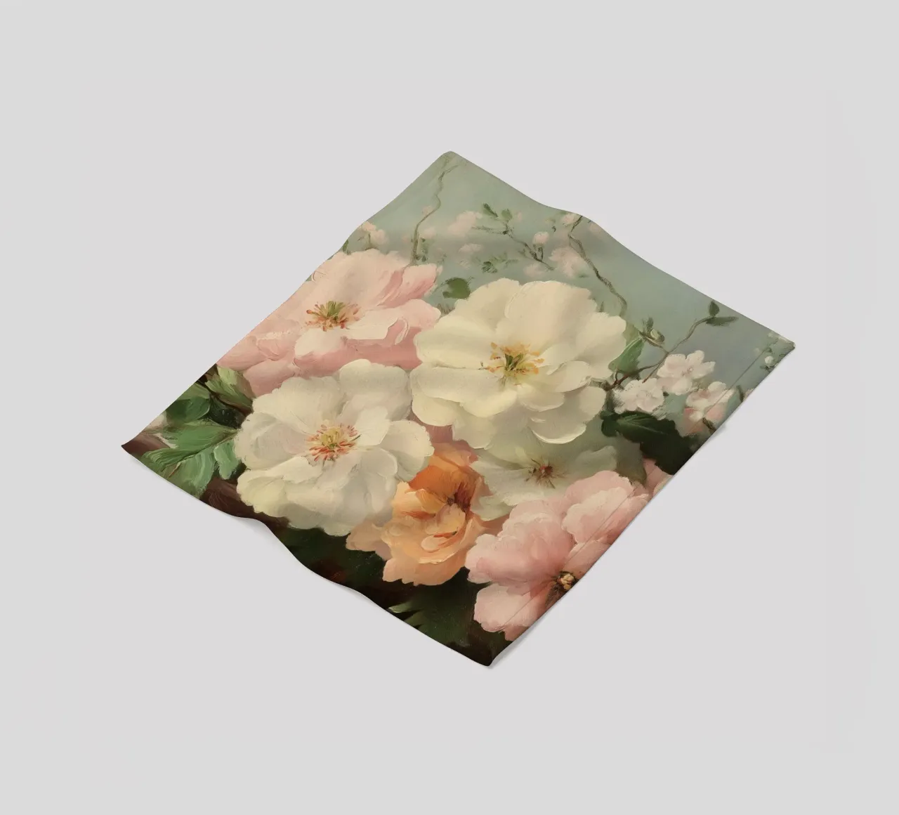 Pittura floreale con tenui fiori a pastello coperta in pile da Melloi Art Print