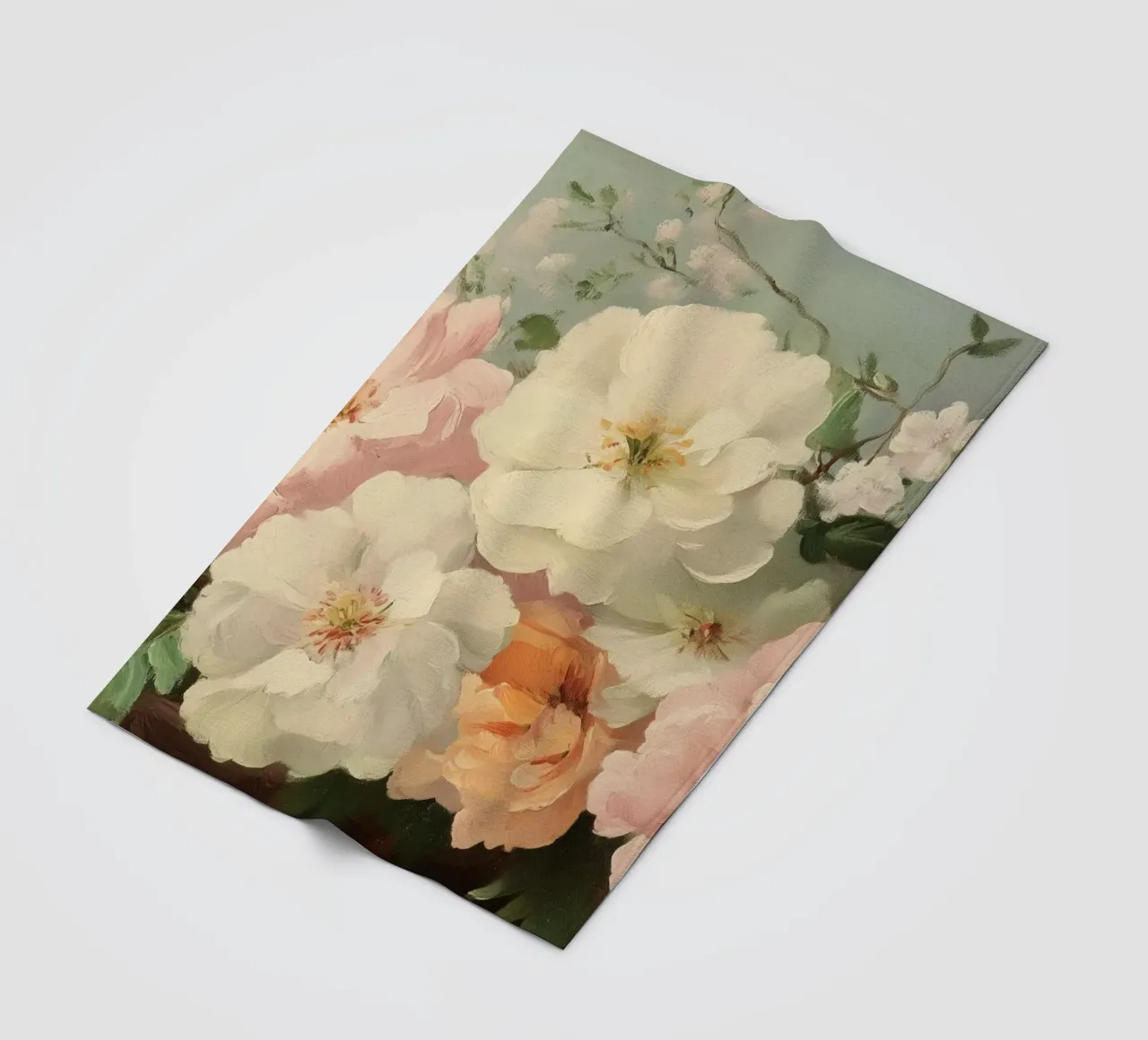 Pittura floreale con tenui fiori a pastello coperta in pile da Melloi Art Print