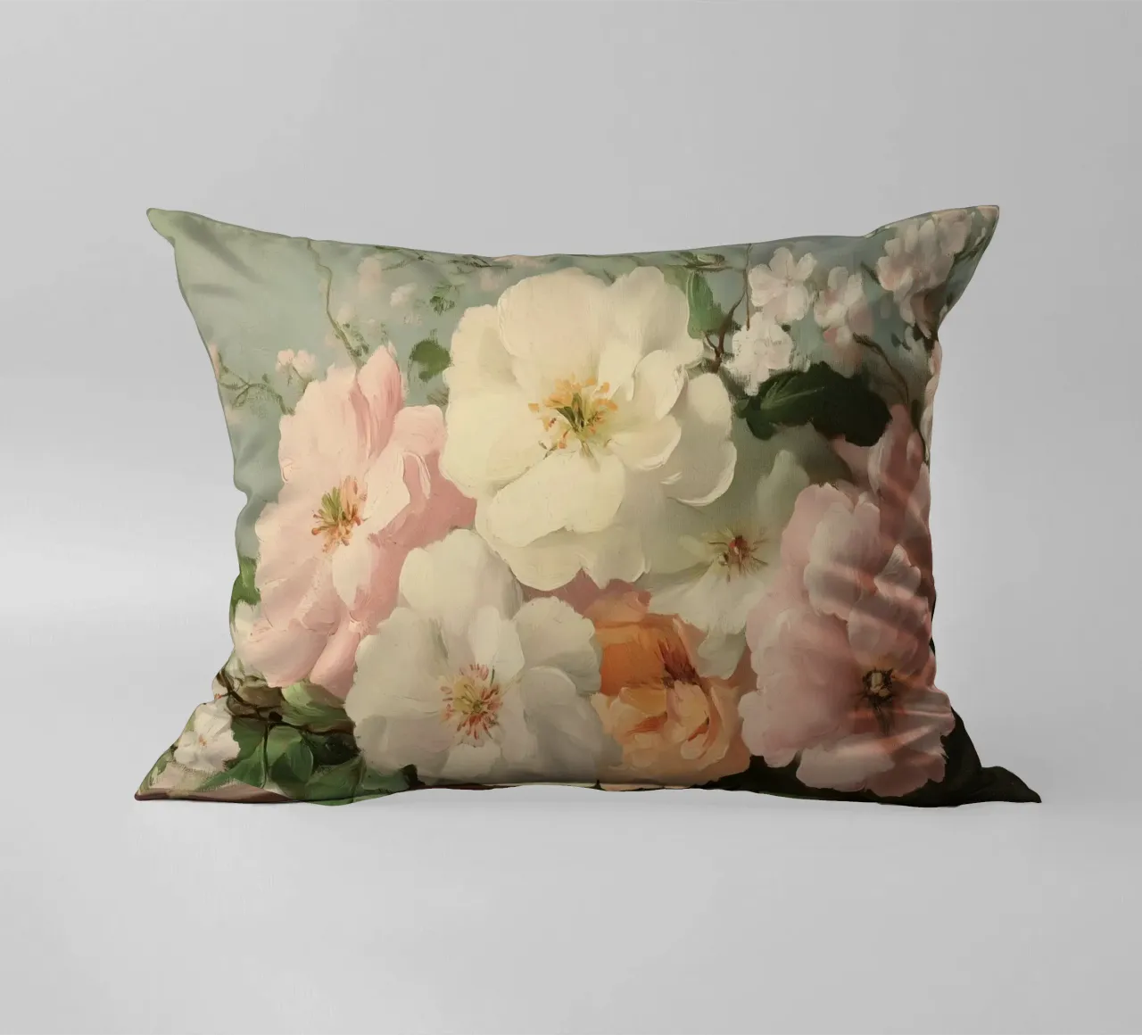 Pittura floreale con tenui fiori a pastello cuscino da Melloi Art Print
