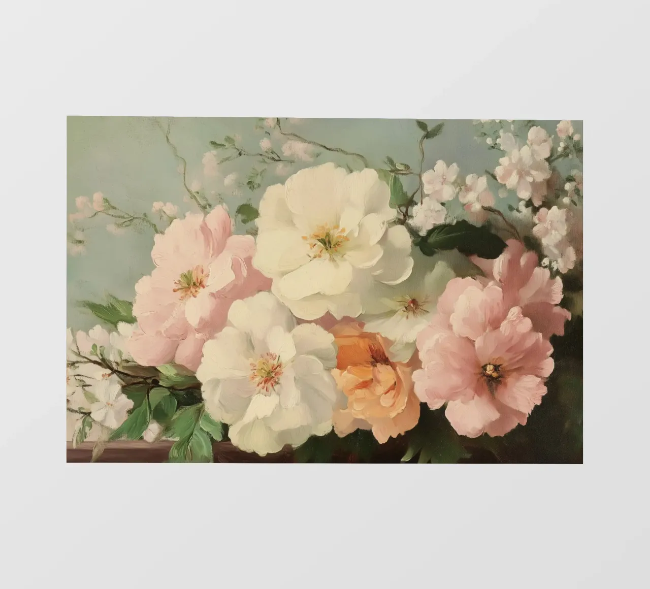 Floral Painting with Soft Pastel Blooms photo wallpaper by Melloi Art Print