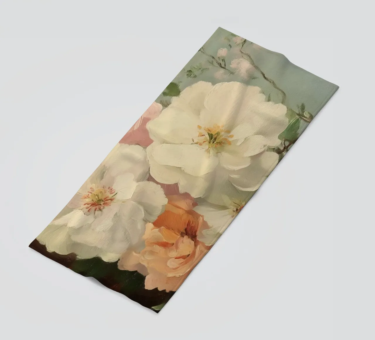 Pittura floreale con tenui fiori a pastello telo mare da Melloi Art Print