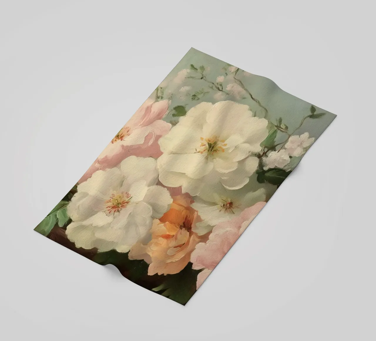 Pittura floreale con tenui fiori a pastello telo mare da Melloi Art Print