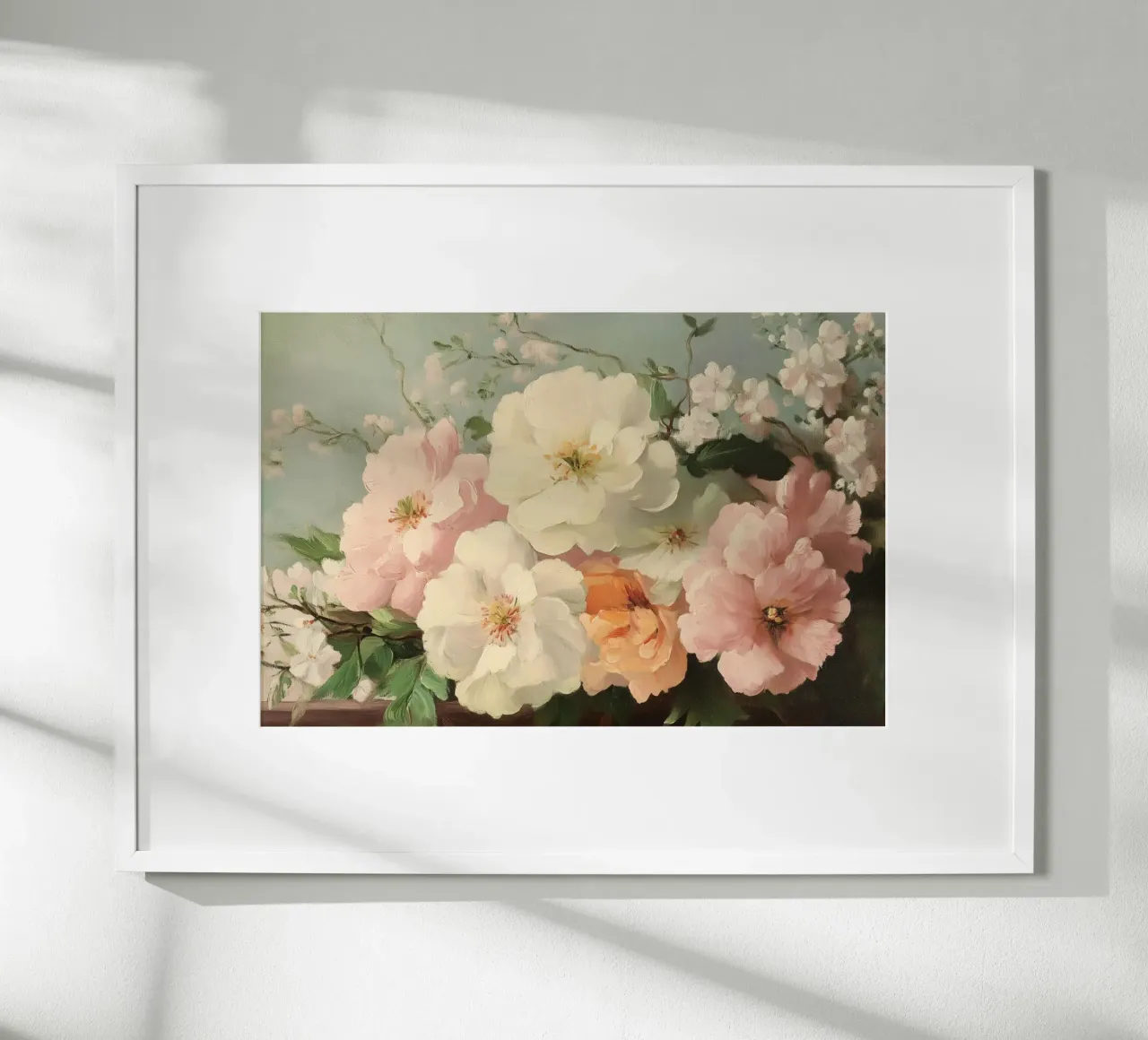 Pittura floreale con tenui fiori a pastello carta hahnemühle da Melloi Art Print
