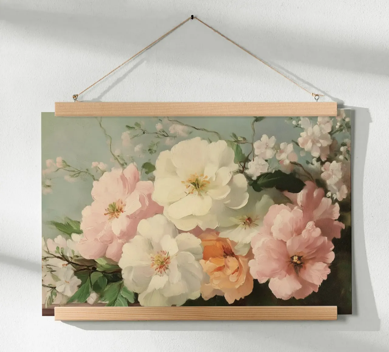 Pittura floreale con tenui fiori a pastello carta hahnemühle da Melloi Art Print