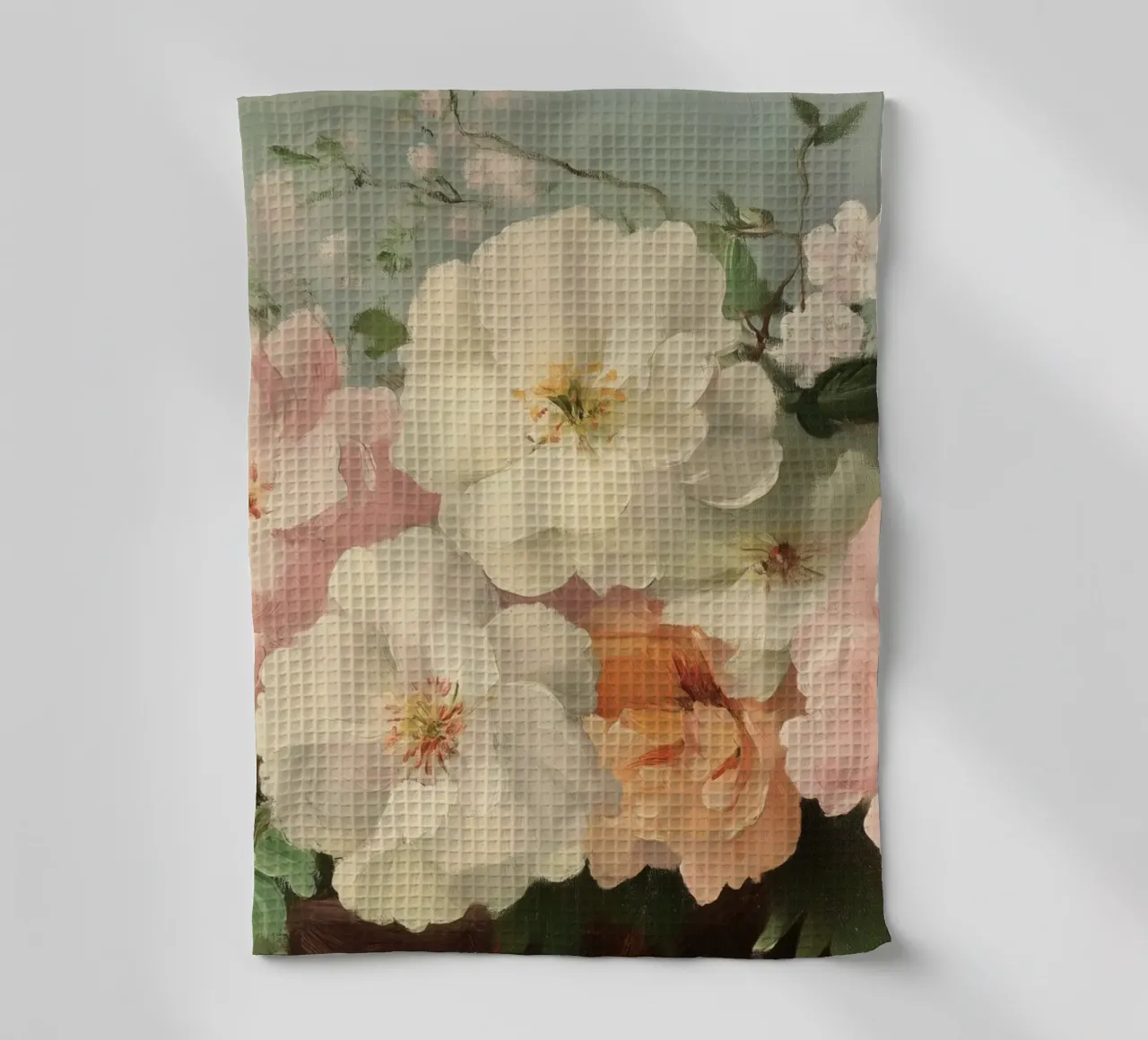 Pittura floreale con tenui fiori a pastello canovaccio da cucina da Melloi Art Print