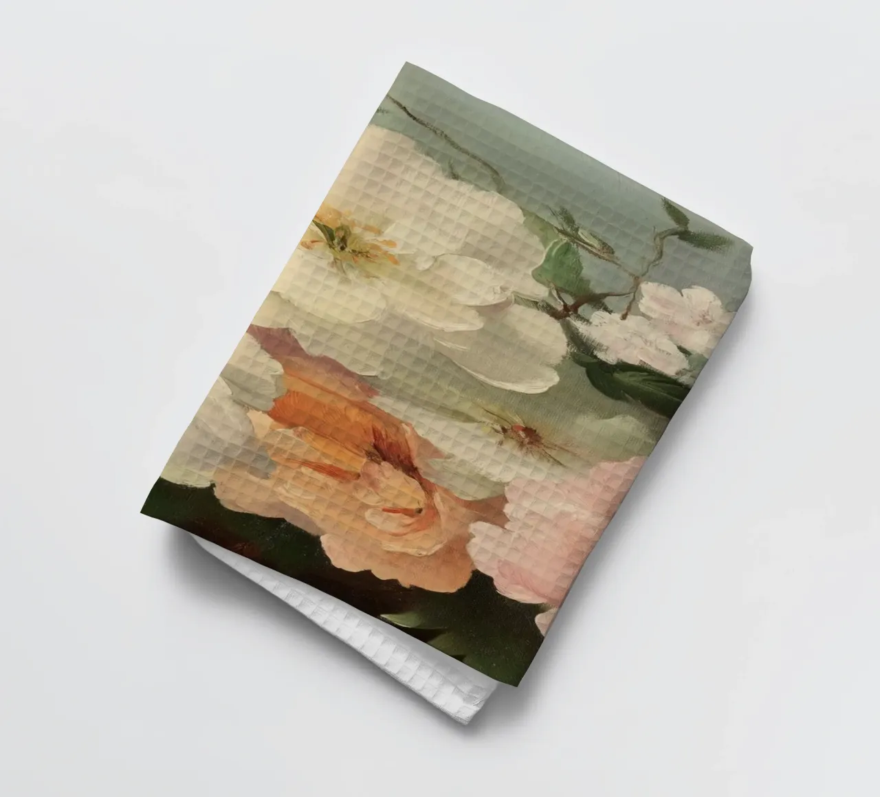 Pittura floreale con tenui fiori a pastello canovaccio da cucina da Melloi Art Print