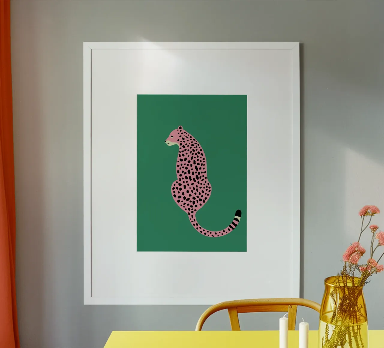 Gepard Druck, Rosa Leopard Kunstdruck, Boho Home Decor Hahnemühle von pdigitalprints