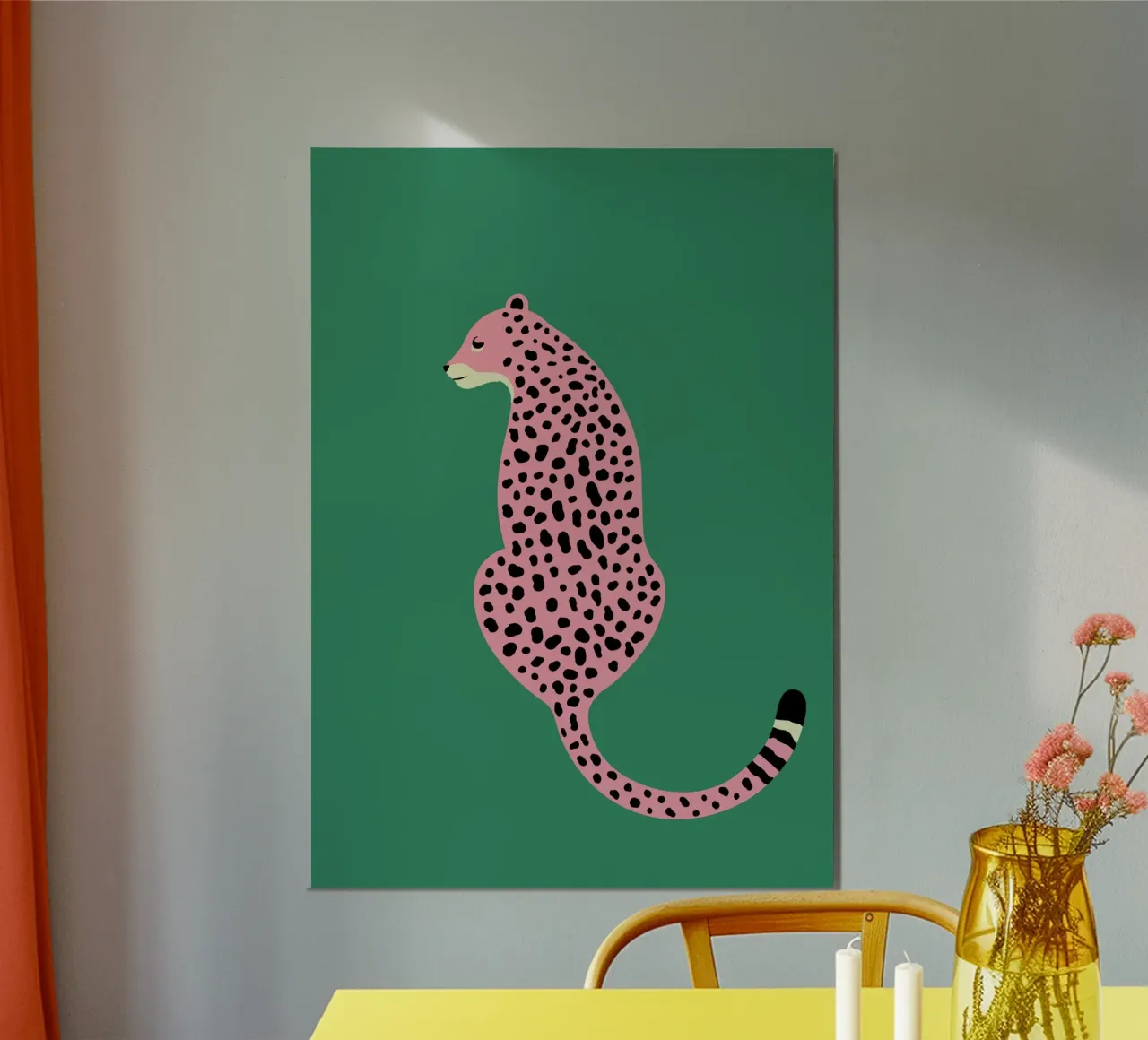 Gepard Druck, Rosa Leopard Kunstdruck, Boho Home Decor Hahnemühle von pdigitalprints