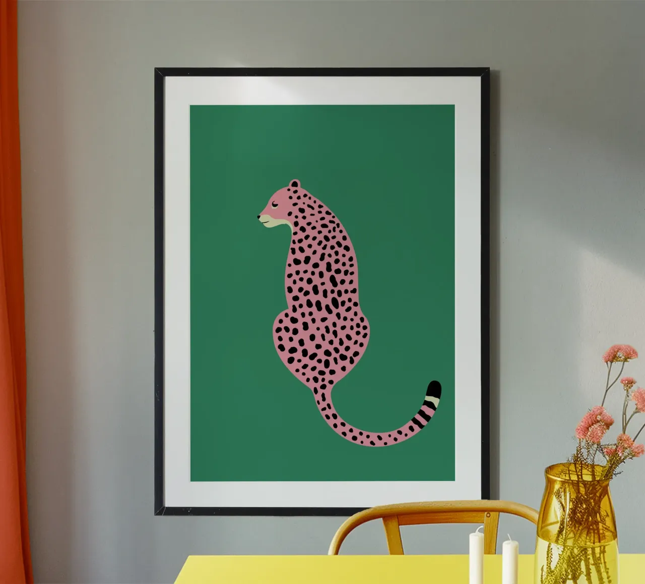 Gepard Druck, Rosa Leopard Kunstdruck, Boho Home Decor Hahnemühle von pdigitalprints