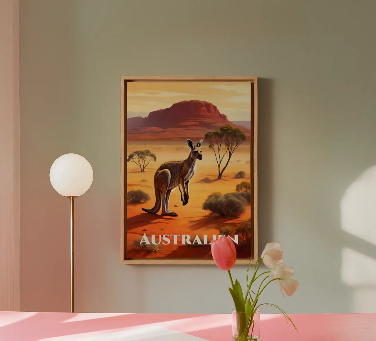 Australian Kangaroo canvas with Floater frame by Charnwood Prints