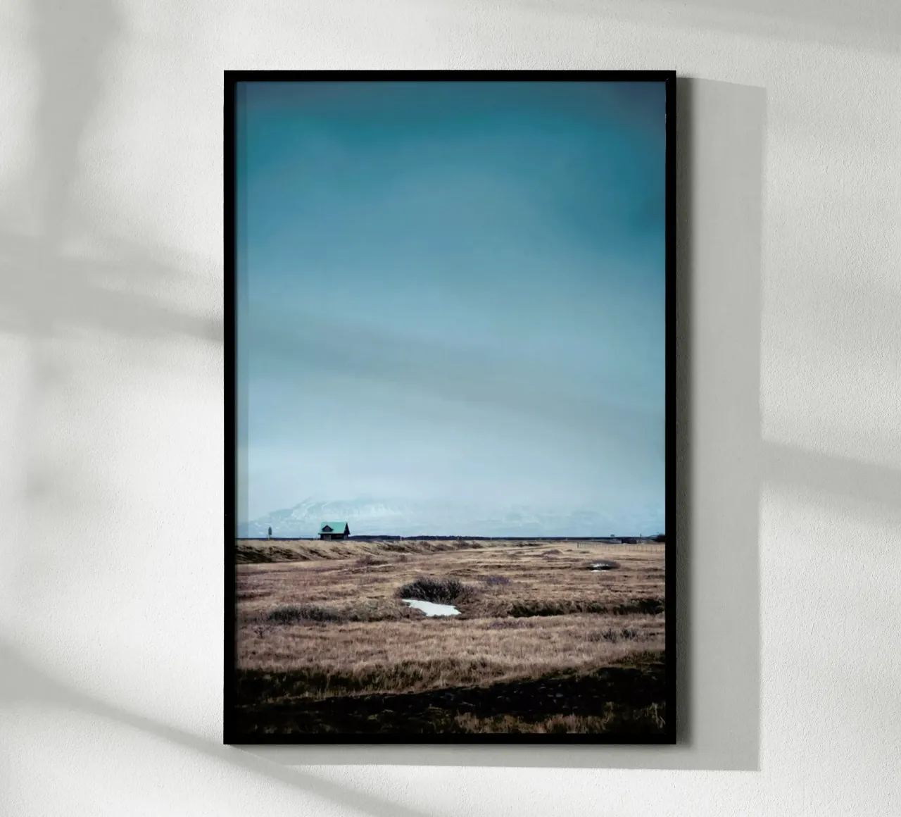 Lonely Little House poster with wooden frame by Cordula Schaefer