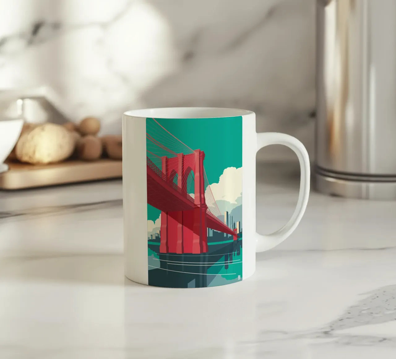 NYC Brooklynbridge Rosso tazza in ceramica da Remko Heemskerk