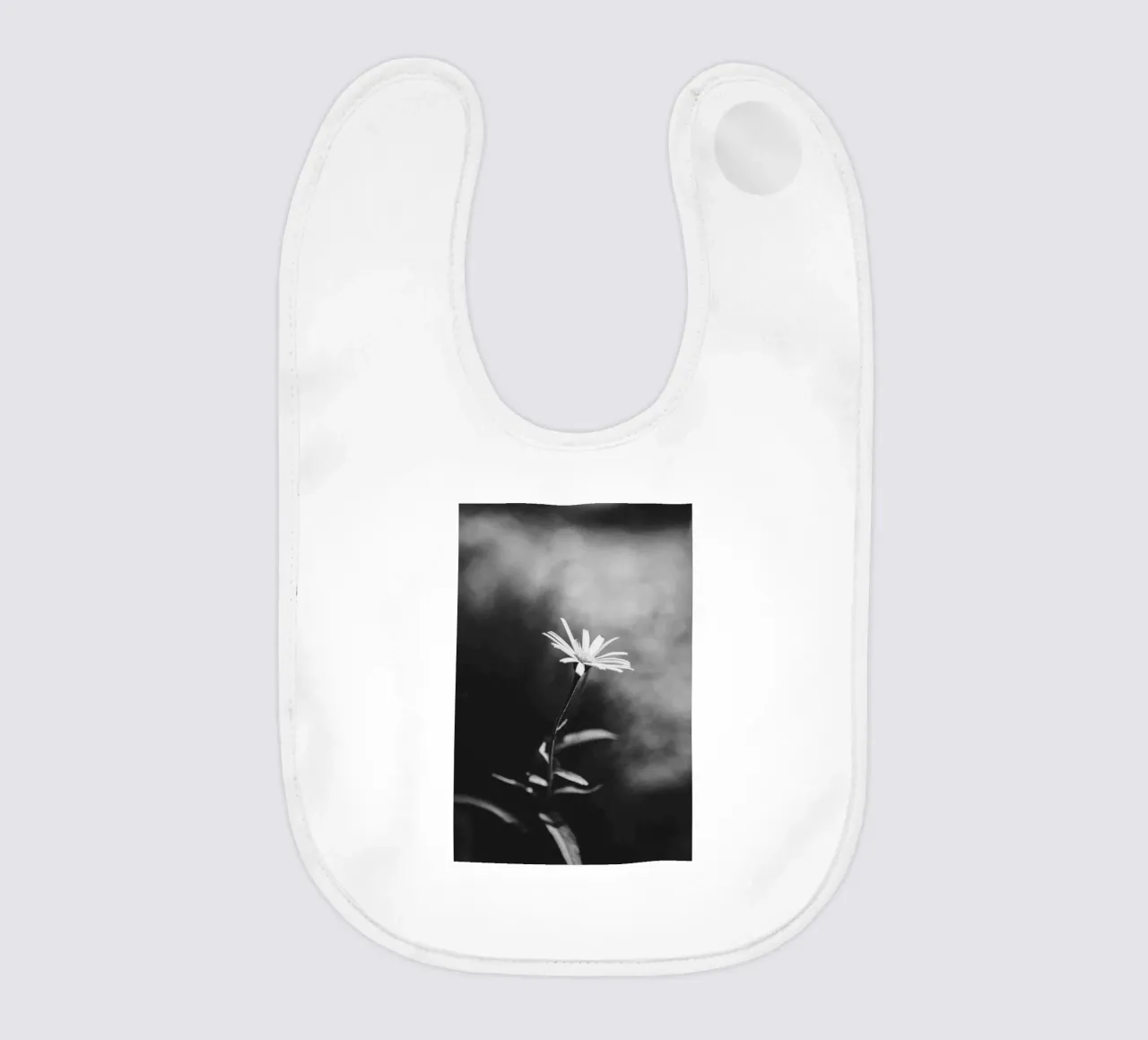 Delicate flower in focus - monochrome aesthetics baby bib by Bold and Retro