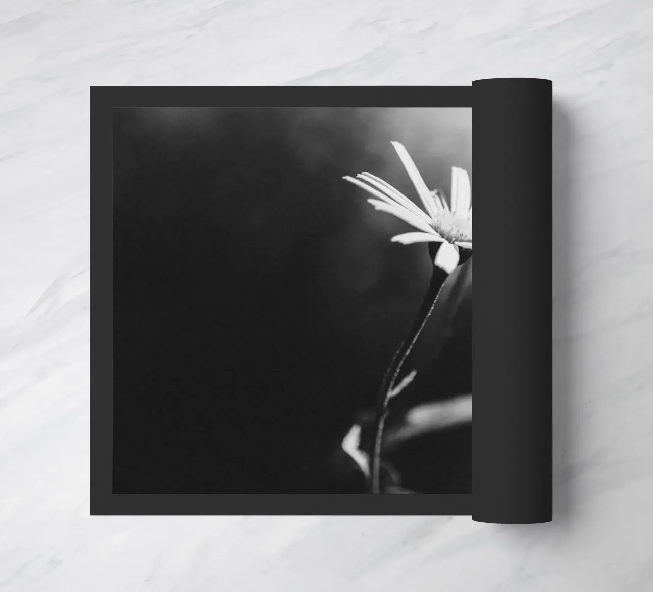Delicate flower in focus - monochrome aesthetics doormat by Bold and Retro