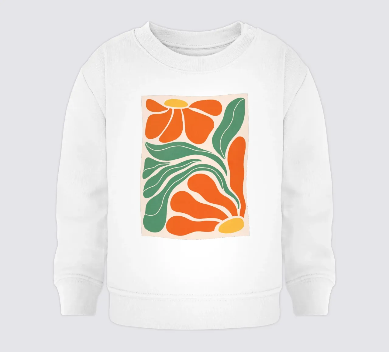 Moderno Bohemien Art Nouveau floreale 2/3 - Arancione e verde felpa neonato da Dominique Vari