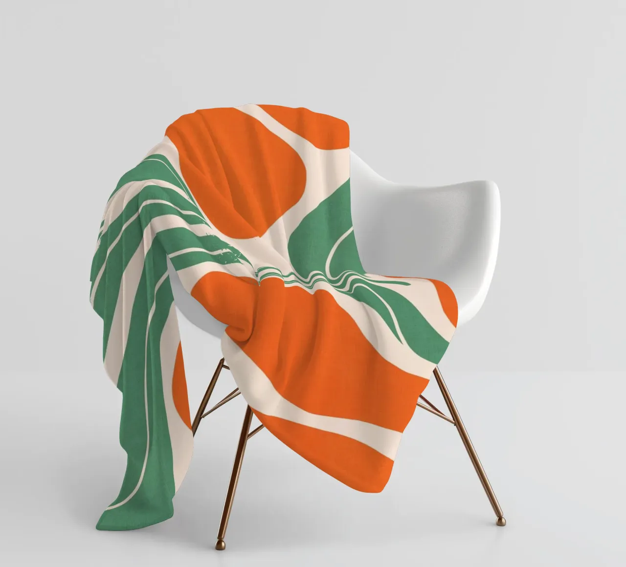 Moderno Bohemien Art Nouveau floreale 2/3 - Arancione e verde coperta in pile da Dominique Vari