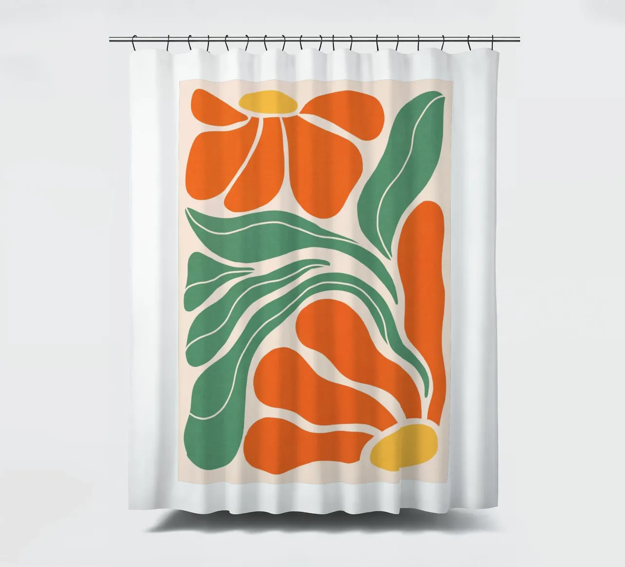 Moderno Bohemien Art Nouveau floreale 2/3 - Arancione e verde tenda da doccia da Dominique Vari