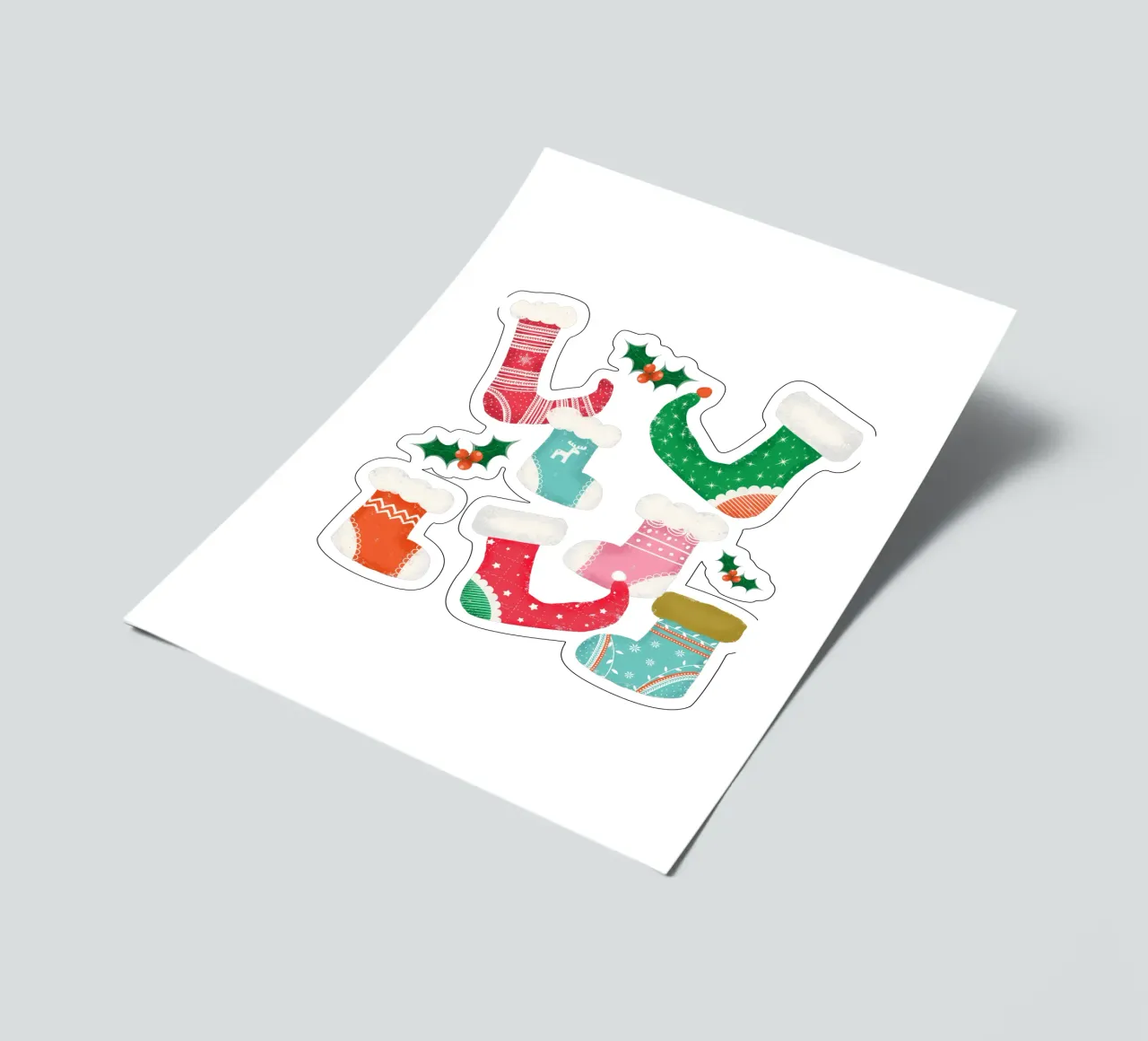 Kerst Schattige Kousen Groen stickervel van susanacosta