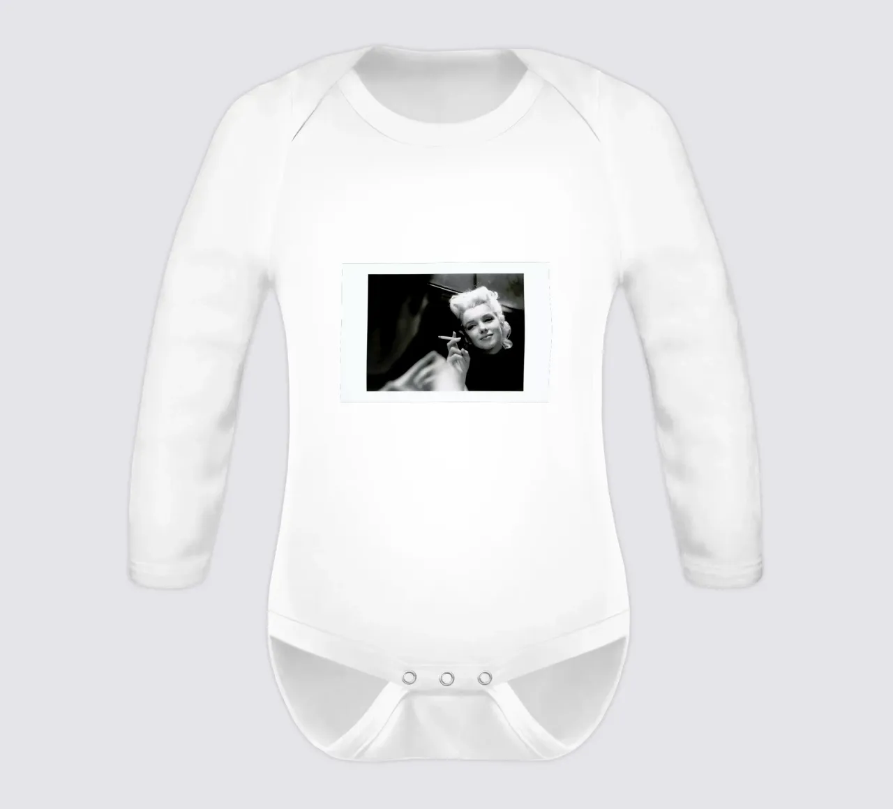 Marilyn Monroe in New York, 1955 long-sleeve baby romper by Gallery Print and Art Limited