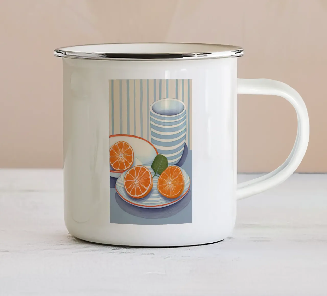 Boho Bella Vita 19 Oranges 3 tazza in smalto da Boho Print Collection