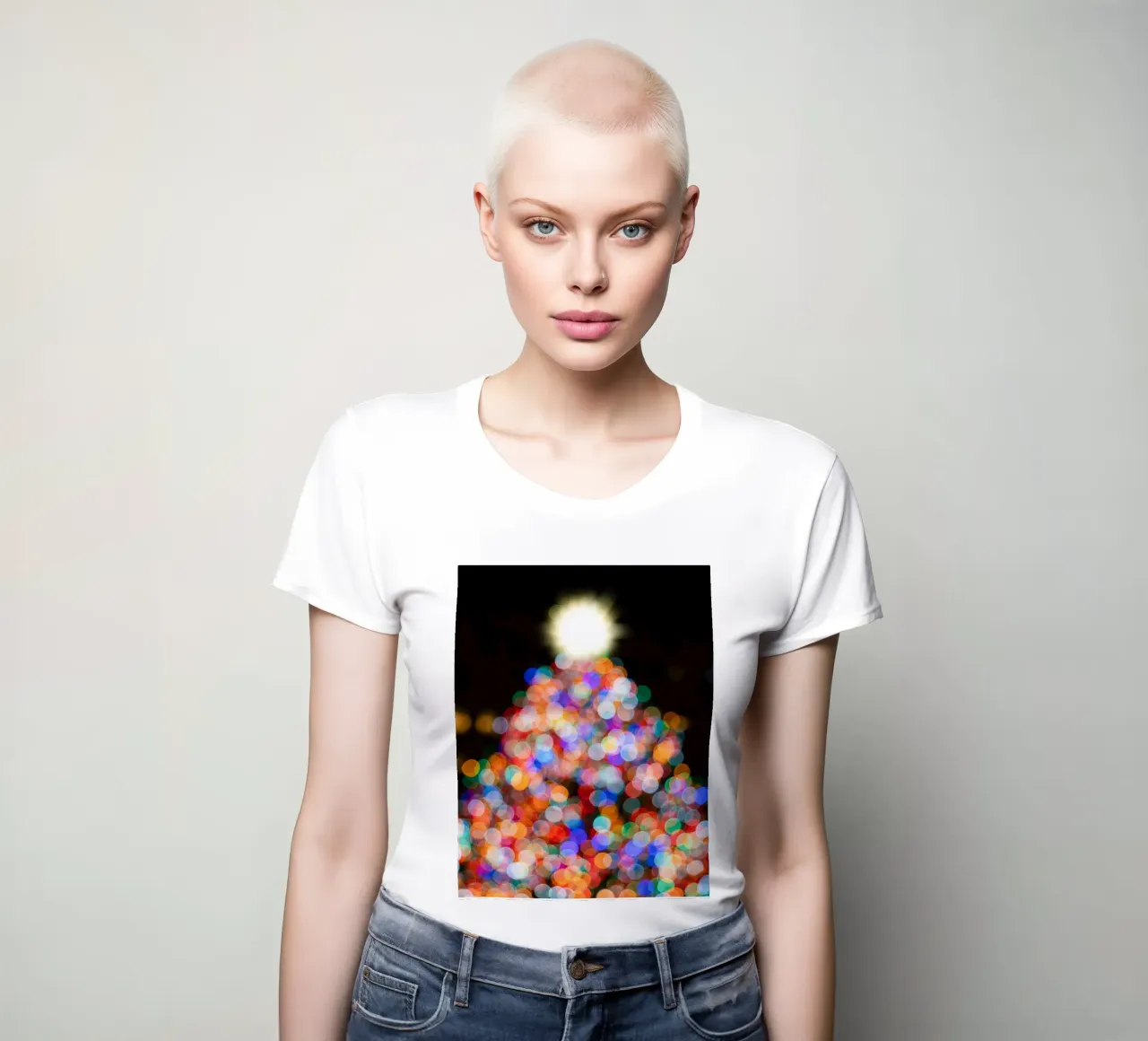 Bokeh Christmas - Abstract play of lights women's fitted t-shirt by Whole©