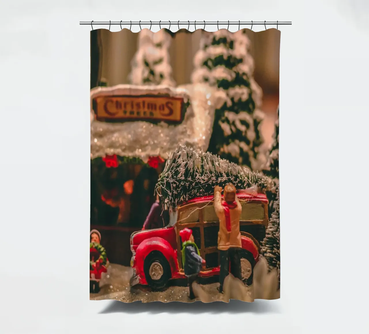 Natale in miniatura - Scena nostalgica tenda da doccia da Whole©