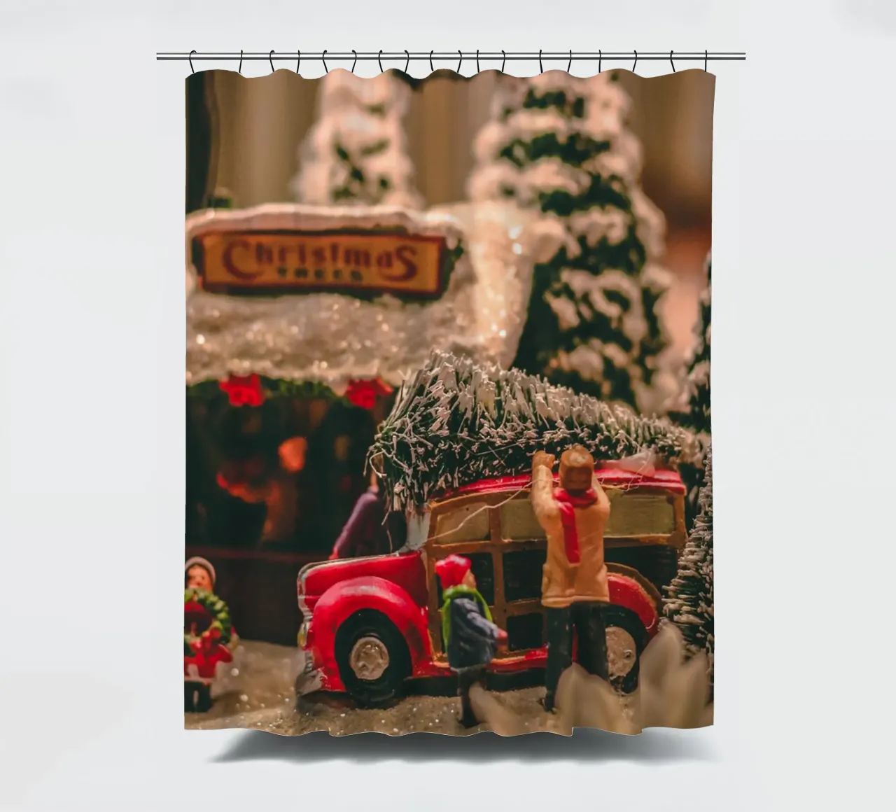 Natale in miniatura - Scena nostalgica tenda da doccia da Whole©
