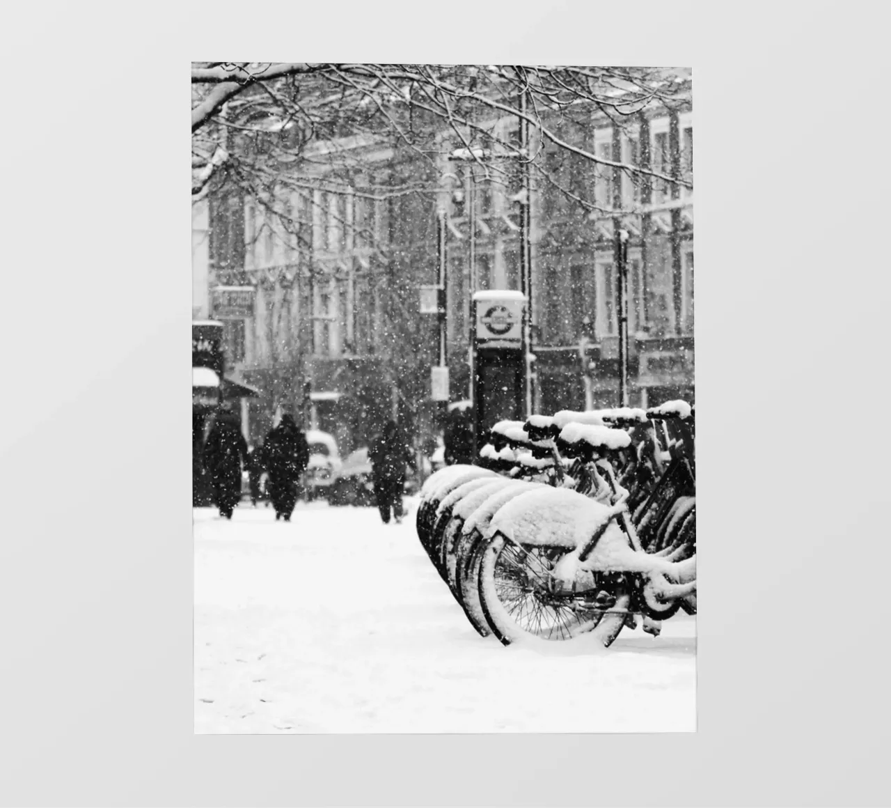 Scena di città invernale in bianco e nero telo in pvc da Whole©