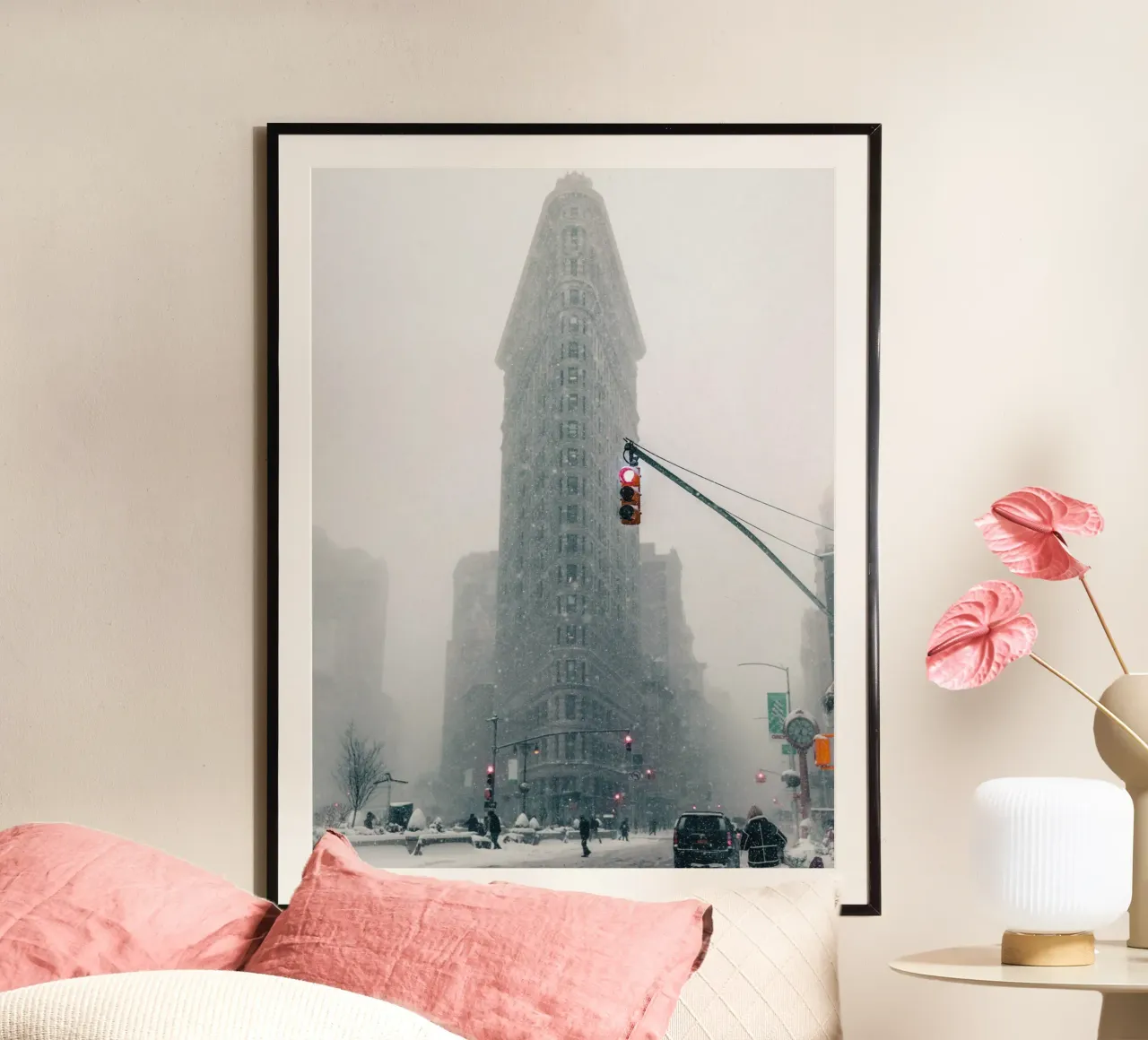 Flatiron en la magia del invierno poster con marco de plástico de Whole©