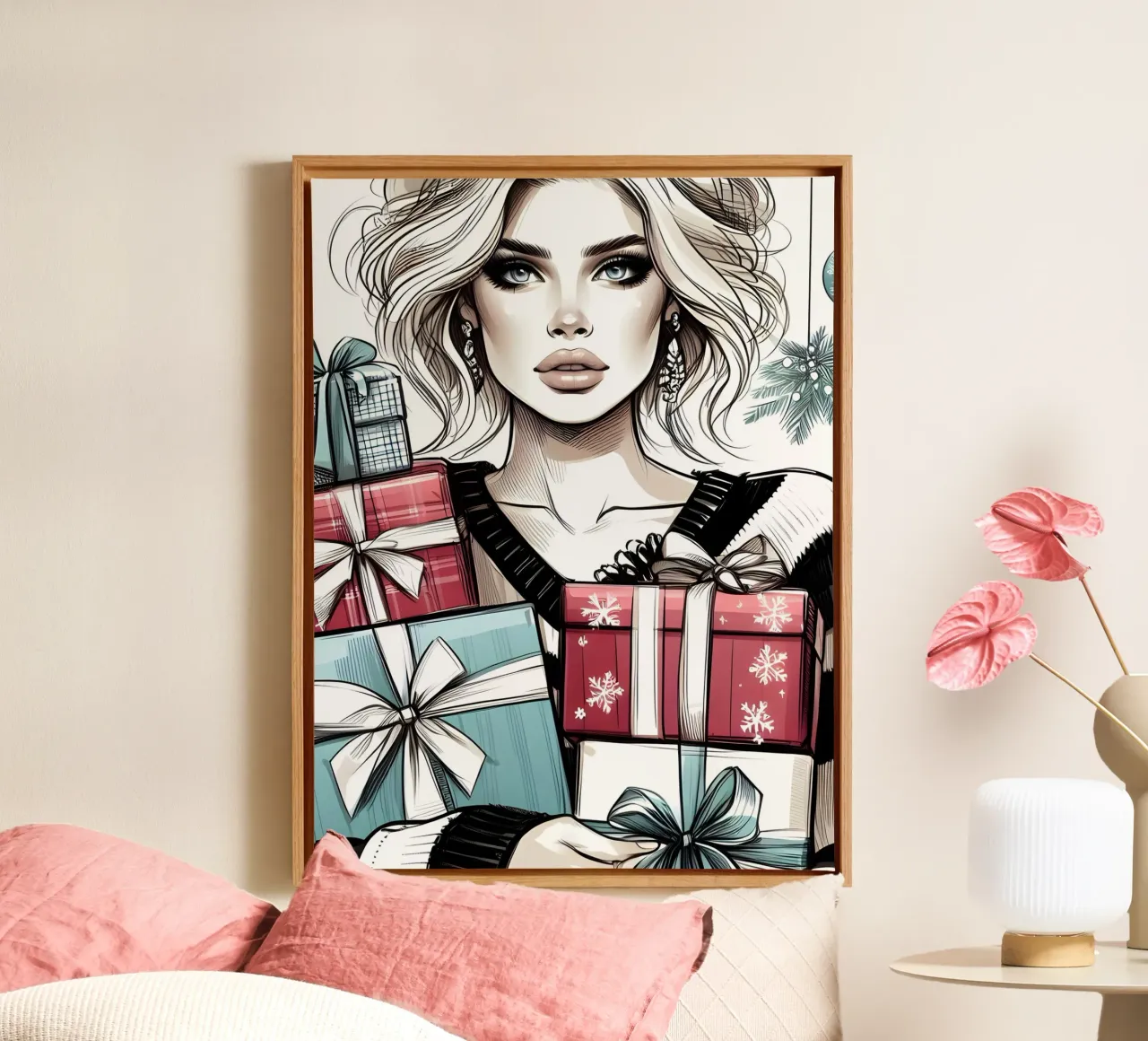 WEIHNACHTSGESCHENKE VERPACKT Leinwand von ARTOMATIC