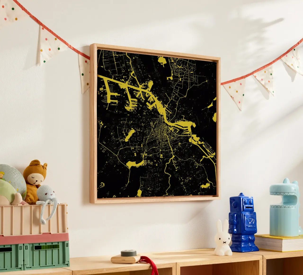 Amsterdam Yellow tela con Cornice a cassetta da Urban Maps