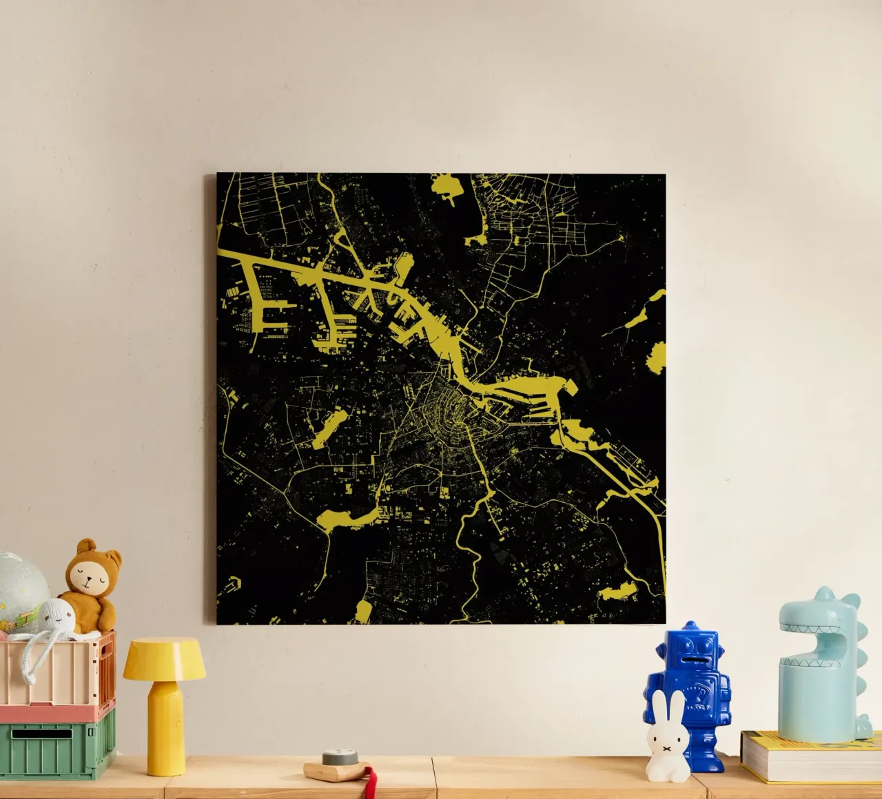 Amsterdam Yellow tela con Cornice a cassetta da Urban Maps