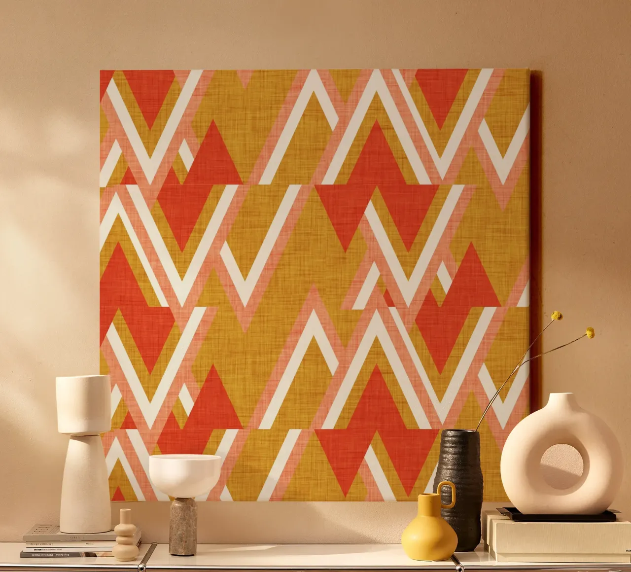 Nieuw Mid Mod Woods Mosterd canvas met Baklijst van susanacosta