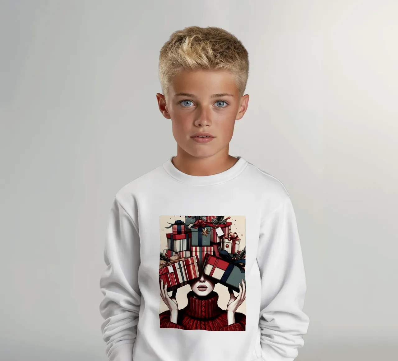 GESCHENKE VERPACKEN ZU WEIHNACHTEN Kinder Sweatshirt von ARTOMATIC